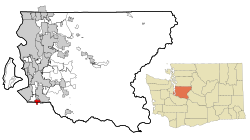 King County Washington Incorporated and Unincorporated areas Pacific Highlighted